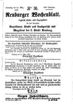 Neuburger Wochenblatt Donnerstag 24. März 1870