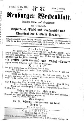 Neuburger Wochenblatt Samstag 26. März 1870