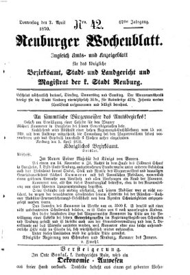 Neuburger Wochenblatt Donnerstag 7. April 1870