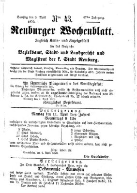 Neuburger Wochenblatt Samstag 9. April 1870