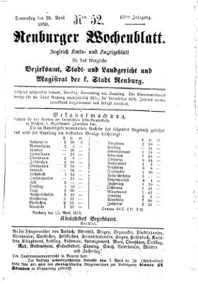 Neuburger Wochenblatt Donnerstag 28. April 1870