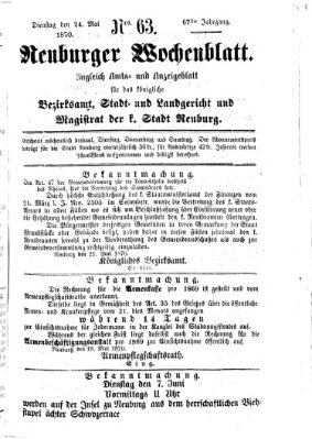 Neuburger Wochenblatt Dienstag 24. Mai 1870