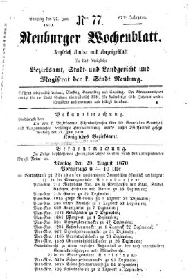 Neuburger Wochenblatt Samstag 25. Juni 1870