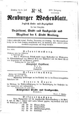 Neuburger Wochenblatt Dienstag 5. Juli 1870