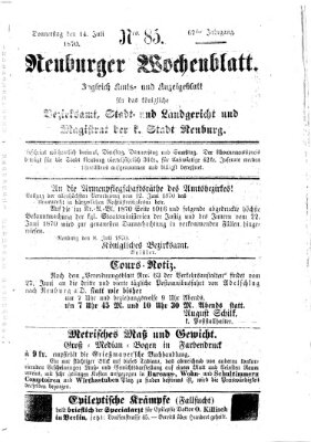 Neuburger Wochenblatt Donnerstag 14. Juli 1870