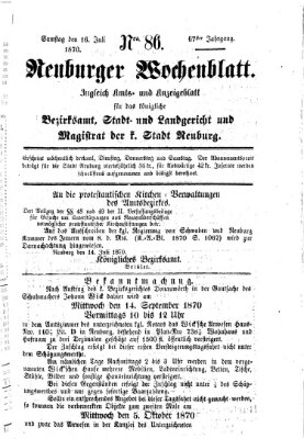 Neuburger Wochenblatt Samstag 16. Juli 1870