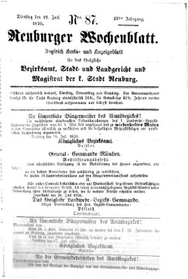 Neuburger Wochenblatt Dienstag 19. Juli 1870