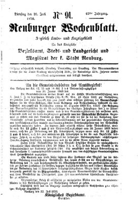 Neuburger Wochenblatt Dienstag 26. Juli 1870