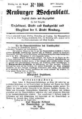 Neuburger Wochenblatt Dienstag 16. August 1870