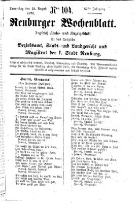 Neuburger Wochenblatt Donnerstag 25. August 1870