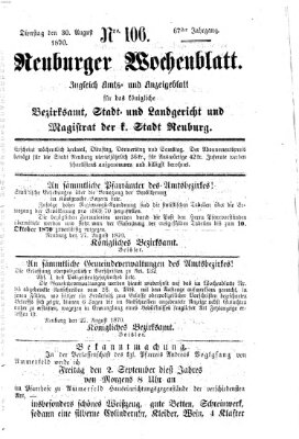 Neuburger Wochenblatt Dienstag 30. August 1870