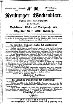 Neuburger Wochenblatt Donnerstag 22. September 1870