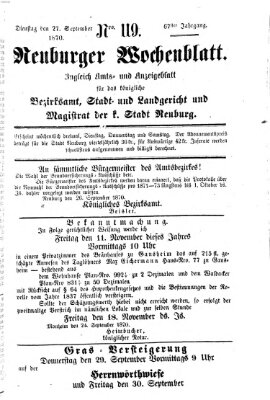 Neuburger Wochenblatt Dienstag 27. September 1870