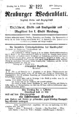 Neuburger Wochenblatt Dienstag 4. Oktober 1870