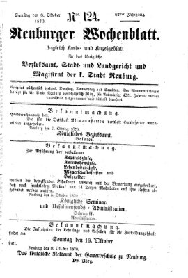 Neuburger Wochenblatt Samstag 8. Oktober 1870