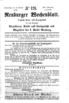 Neuburger Wochenblatt Donnerstag 13. Oktober 1870