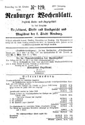 Neuburger Wochenblatt Donnerstag 20. Oktober 1870