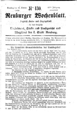 Neuburger Wochenblatt Samstag 22. Oktober 1870