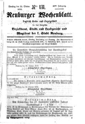 Neuburger Wochenblatt Dienstag 25. Oktober 1870