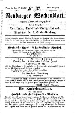 Neuburger Wochenblatt Donnerstag 27. Oktober 1870