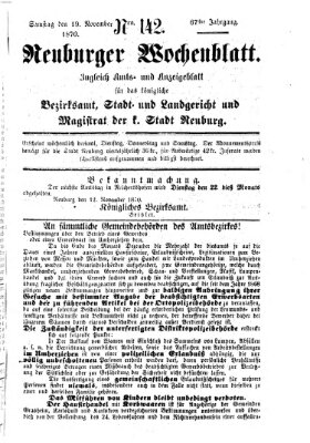 Neuburger Wochenblatt Samstag 19. November 1870