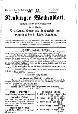 Neuburger Wochenblatt Donnerstag 24. November 1870