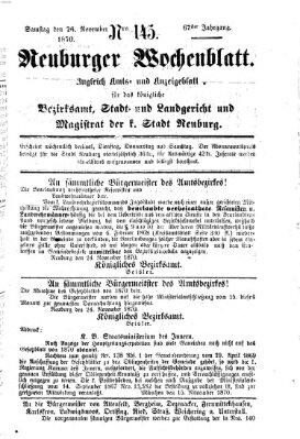 Neuburger Wochenblatt Samstag 26. November 1870