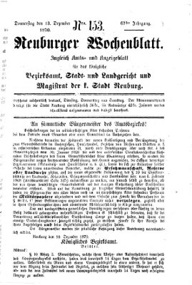 Neuburger Wochenblatt Dienstag 13. Dezember 1870