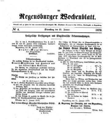 Regensburger Wochenblatt Dienstag 25. Januar 1870