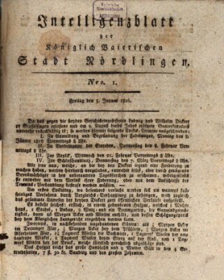 Intelligenzblatt der Königlich Bayerischen Stadt Nördlingen Freitag 5. Januar 1816