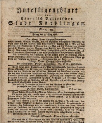 Intelligenzblatt der Königlich Bayerischen Stadt Nördlingen Freitag 3. Mai 1816