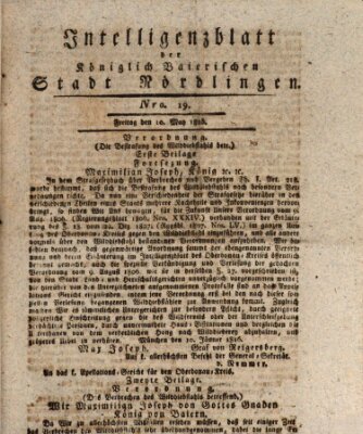 Intelligenzblatt der Königlich Bayerischen Stadt Nördlingen Freitag 10. Mai 1816