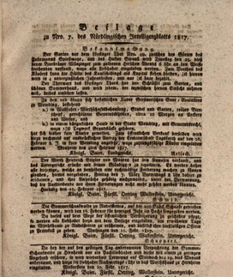 Intelligenzblatt der Königlich Bayerischen Stadt Nördlingen Freitag 14. Februar 1817