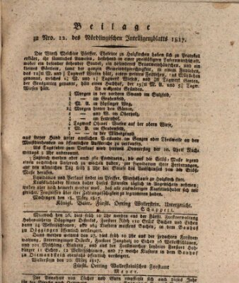 Intelligenzblatt der Königlich Bayerischen Stadt Nördlingen Freitag 21. März 1817