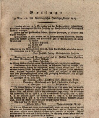 Intelligenzblatt der Königlich Bayerischen Stadt Nördlingen Freitag 9. Mai 1817