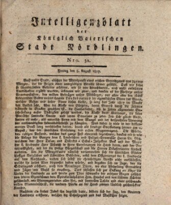 Intelligenzblatt der Königlich Bayerischen Stadt Nördlingen Freitag 8. August 1817