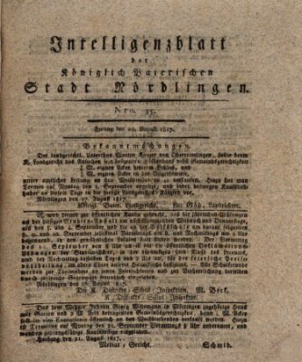 Intelligenzblatt der Königlich Bayerischen Stadt Nördlingen Freitag 29. August 1817