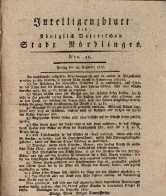 Intelligenzblatt der Königlich Bayerischen Stadt Nördlingen Freitag 19. Dezember 1817