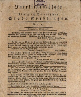 Intelligenzblatt der Königlich Bayerischen Stadt Nördlingen Freitag 2. Januar 1818