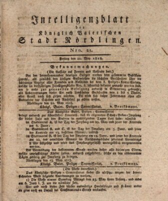 Intelligenzblatt der Königlich Bayerischen Stadt Nördlingen Freitag 22. Mai 1818