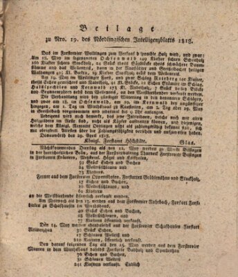 Intelligenzblatt der Königlich Bayerischen Stadt Nördlingen Freitag 8. Mai 1818