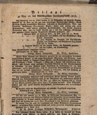 Intelligenzblatt der Königlich Bayerischen Stadt Nördlingen Freitag 17. April 1818