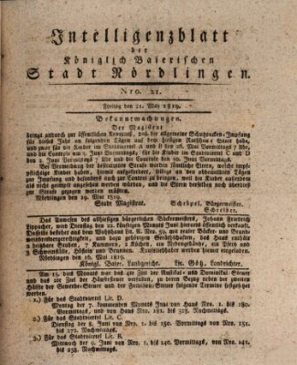 Intelligenzblatt der Königlich Bayerischen Stadt Nördlingen Freitag 21. Mai 1819