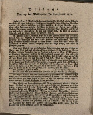 Intelligenzblatt der Königlich Bayerischen Stadt Nördlingen Freitag 22. Juni 1821