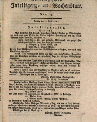 Nördlingisches Intelligenz- und Wochenblatt (Intelligenzblatt der Königlich Bayerischen Stadt Nördlingen) Freitag 12. April 1811