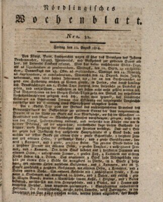 Nördlingisches Intelligenz- und Wochenblatt (Intelligenzblatt der Königlich Bayerischen Stadt Nördlingen) Freitag 12. August 1814