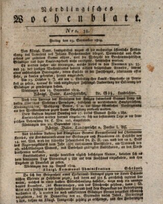 Nördlingisches Intelligenz- und Wochenblatt (Intelligenzblatt der Königlich Bayerischen Stadt Nördlingen) Freitag 23. September 1814