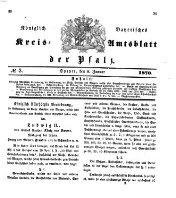 Königlich-bayerisches Kreis-Amtsblatt der Pfalz (Königlich bayerisches Amts- und Intelligenzblatt für die Pfalz) Samstag 8. Januar 1870