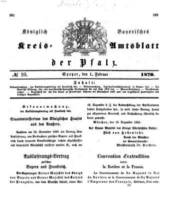 Königlich-bayerisches Kreis-Amtsblatt der Pfalz (Königlich bayerisches Amts- und Intelligenzblatt für die Pfalz) Dienstag 1. Februar 1870