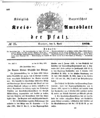 Königlich-bayerisches Kreis-Amtsblatt der Pfalz (Königlich bayerisches Amts- und Intelligenzblatt für die Pfalz) Dienstag 5. April 1870